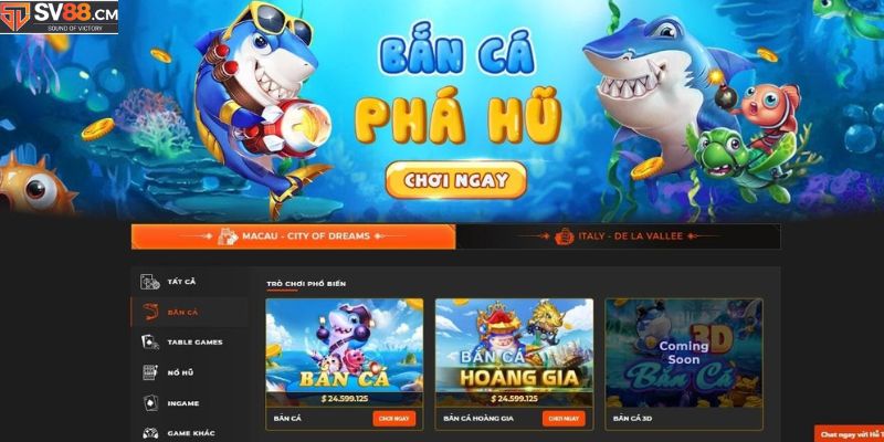 Một trong những tựa game bắn cá đỉnh cao ở SV88 đó là game bắn cá tiên