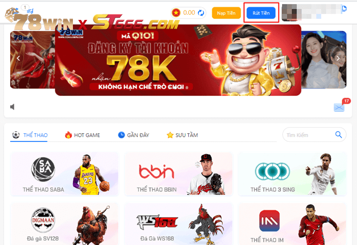 Bạn cần đăng nhập ST666 và tìm phần “Rút tiền”