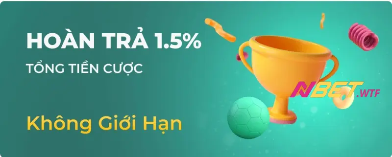 Hoàn trả mỗi ngày lên đến 1,5% giá trị tiền cược