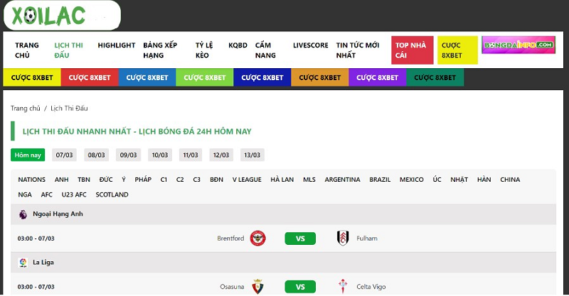 XoilacTV cập nhật lịch thi đấu bóng đá nhanh chóng