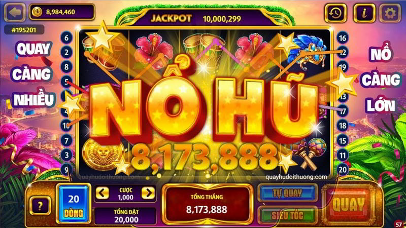 Hình ảnh giao diện game nổ hũ với jackpot hấp dẫn tại nhà cái
